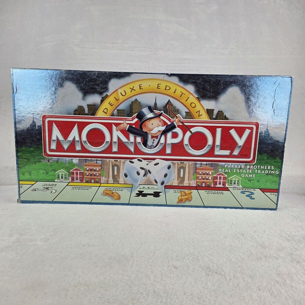 Vintage 1995 Monopoly Deluxe Edition Parker‎ Brothers Complete Golden Tokens